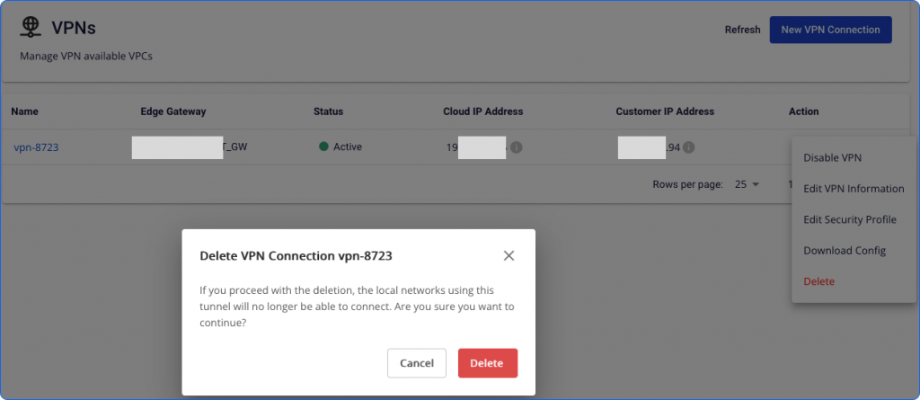 Config delete confirm