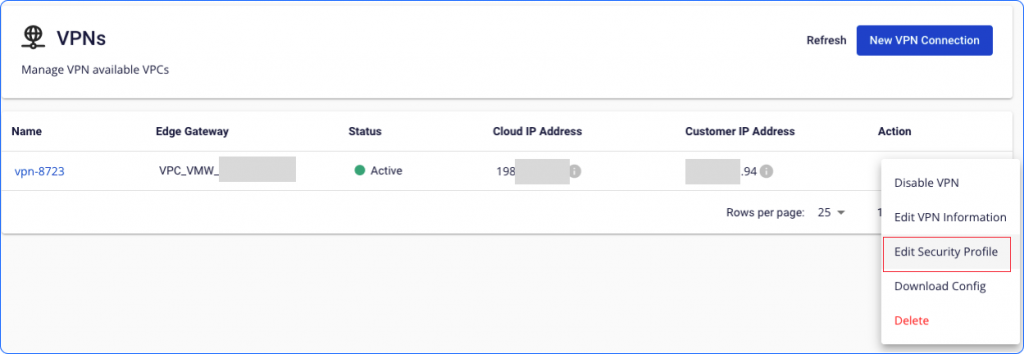 Config edit security profile