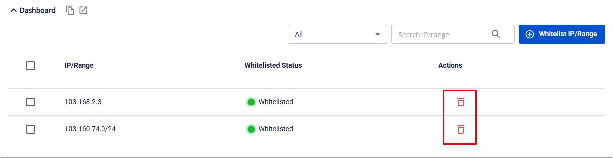 Xóa bỏ whitelisted IP